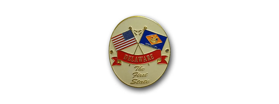 Delaware State & USA Flags Medalliom